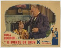 8z289 DIVORCE OF LADY X LC 1938 pretty Merle Oberon in her pajamas looks up at Morton Selten!