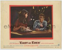 8z306 EAST OF EDEN LC 1955 James Dean close up at bar, John Steinbeck, directed by Elia Kazan!
