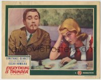 8z313 EVERYTHING IS THUNDER LC 1936 close up of worried Constance Bennett & smoking Oscar Homolka!