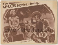 8z326 FIGHTING FOR JUSTICE LC 1932 Tim McCoy tips of hat to pretty Joyce Compton on buggy!