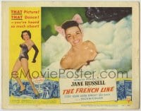 8z352 FRENCH LINE 2D LC #8 1954 Howard Hughes, c/u of sexy Jane Russell naked in bubble bath!