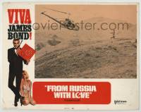 8z355 FROM RUSSIA WITH LOVE LC #3 R1970 cool far shot of Sean Connery as Bond chased by helicopter!