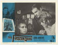 8z356 FROZEN DEAD LC #4 1966 great c/u of Dana Andrews & Anna Palk with severed head on table!