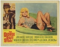 8z367 GEORGE RAFT STORY LC #2 1961 full-length close up of sexy Jayne Mansfield laying on couch!