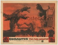 8z370 GIGANTIS THE FIRE MONSTER LC #3 1959 rubbery monsters Godzilla & Angurus battling over city!