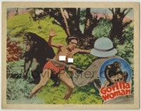 8z381 GORILLA WOMAN LC 1937 great artwork of naked native woman protecting gorilla from hunter!