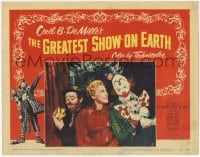 8z388 GREATEST SHOW ON EARTH LC #4 1952 best image of James Stewart, Betty Hutton & Emmett Kelly!