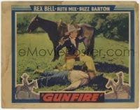 8z395 GUNFIRE LC 1934 cowboy Rex Bell holds his hands up after beating bad guy!