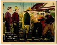 8z417 HEY HEY COWBOY LC 1927 people watching Hoot Gibson argue with Wheeler Oakman