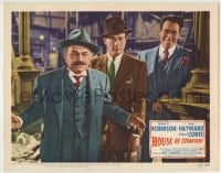 8z437 HOUSE OF STRANGERS LC #7 1949 puzzled Edward G. Robinson, Paul Valentine & Luther Adler!