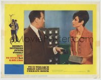 8z440 HOW TO STEAL A MILLION LC #4 1966 close up of Audrey Hepburn confronting Eli Wallach w/phone!