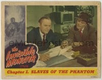 8z468 INVISIBLE MONSTER chapter 1 LC #7 1950 close up of men at desk, Slaves of the Phantom!