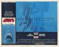 8z473 JAWS LC #1 1975 Richard Dreyfuss in underwater cage confronts Bruce the shark!