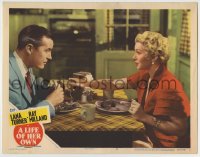 8z526 LIFE OF HER OWN LC #2 1950 Lana Turner takes some food from Ray Milland's dinner plate!