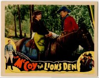 8z533 LION'S DEN LC 1936 close up of Tim McCoy smiling at pretty Joan Wobury on horseback!