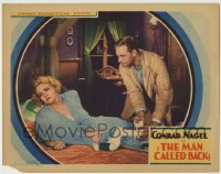 8z568 MAN CALLED BACK LC 1932 Conrad Nagel helps pretty blonde Doris Kenyon laying in bed!