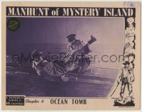 8z576 MANHUNT OF MYSTERY ISLAND chapter 6 LC 1945 man on speed boat gets thrown to an Ocean Tomb!