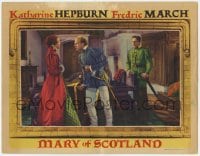 8z588 MARY OF SCOTLAND LC 1936 Fredric March watches Katharine Hepburn argue with Douglas Walton!