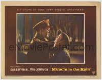 8z605 MIRACLE IN THE RAIN LC #5 1956 great romantic close up of Jane Wyman & Van Johnson!