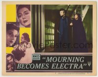 8z616 MOURNING BECOMES ELECTRA LC #6 1948 Rosalind Russell behind Michael Redgrave with gun!