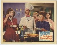 8z620 MR. BELVEDERE GOES TO COLLEGE LC #4 1949 Clifton Webb & girls watch Shirley Temple taste food!