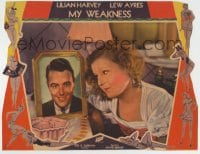 8z023 MY WEAKNESS LC 1933 c/u of pretty Lilian Harvey mooning over Lew Ayres' picture in her room!
