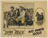 8z653 NO MAN'S GOLD LC 1926 Tom Mix sitting beside Tony & 12 year-old Mickey Moore, lost film!
