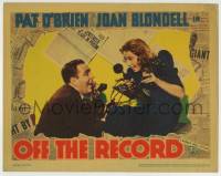 8z661 OFF THE RECORD LC 1939 great c/u of newspaper reporters Pat O'Brien & Joan Blondell on phone!