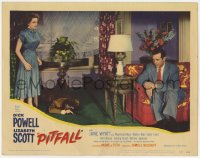 8z703 PITFALL LC #4 1948 Jane Wyatt looks at Dick Powel with dead guy on floor with gunl