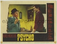 8z715 PSYCHO LC #2 1960 Alfred Hitchcock, Martin Balsam quizzes Anthony Perkins at the Bates Motel!