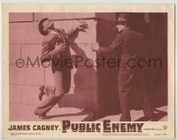 8z716 PUBLIC ENEMY LC #3 R1954 James Cagney watches best friend Edward Woods get shot on street!