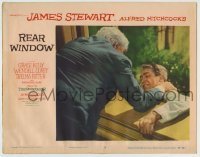 8z728 REAR WINDOW LC #3 1954 Alfred Hitchcock, Raymond Burr pushes Jimmy Stewart out of window!