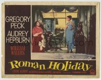 8z757 ROMAN HOLIDAY LC #3 1953 naked Princess Audrey Hepburn covered only by a towel!