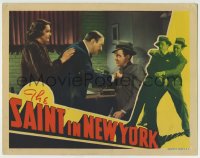8z769 SAINT IN NEW YORK LC 1938 Kay Sutton watches Sig Ruman threaten Louis Hayward, very rare!