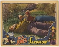8z776 SANDFLOW LC 1937 close up of Buck Jones struggling to disarm his opponent on the ground!