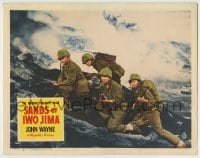 8z777 SANDS OF IWO JIMA LC #8 1950 c/u of John Wayne & three soldiers in famous World War II battle!