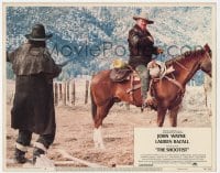 8z815 SHOOTIST LC #8 1976 doomed bandit points shotgun at cowboy John Wayne on horse!