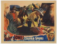 8z821 SILVER SPURS LC 1936 Buck Jones with gun kneeling over wounded man on the ground!