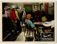 8z822 SILVER VALLEY LC 1927 great image of cowboy Tom Mix confronting bad guys in saloon!