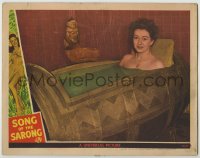 8z843 SONG OF THE SARONG LC 1945 wacky image of sexy Nancy Kelly naked in wooden bath with monkey!