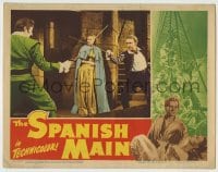 8z848 SPANISH MAIN LC 1945 Maureen O'Hara watches Paul Henreid in sword fight!