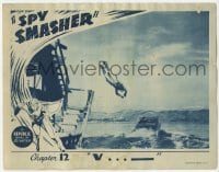 8z855 SPY SMASHER chapter 12 LC 1942 Whiz Comics super hero in costume chasing speeding boat!