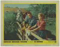 8z874 SUNDOWNERS LC #2 1961 close up of Deborah Kerr & Robert Mitchum by horse on the farm!