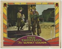 8z876 SUNSET LEGION LC 1928 cowboy Fred Thomson stares at pretty Edna Murphy standing outside!