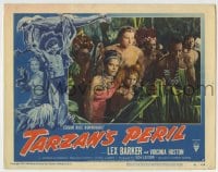 8z887 TARZAN'S PERIL LC #5 1951 great image of Lex Barker & natives watching from the bushes!