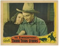 8z904 THREE TEXAS STEERS LC 1939 romantic close up of Mesquiteer John Wayne & Carole Landis!