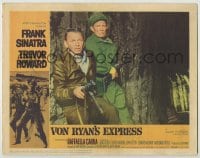 8z946 VON RYAN'S EXPRESS LC #5 1965 close up of Frank Sinatra & Trevor Howard with machine guns!