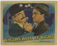 8z947 WAGONS ROLL AT NIGHT LC 1941 close up of Eddie Albert getting tough with Sig Ruman!