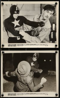 9a905 CAPTAIN AMERICA 2 8x10 stills R1953 images of the Marvel Comic superhero fighting crime!