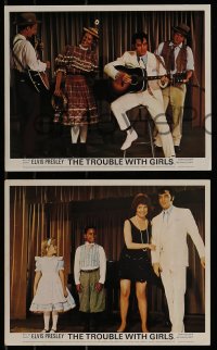 9a139 TROUBLE WITH GIRLS 3 color English FOH LCs 1969 Elvis Presley, Sheree North, Marlyn Mason!